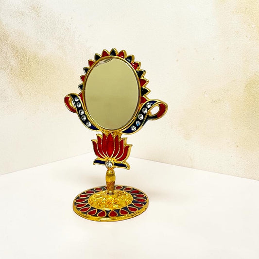 Royal Meenakari Lotus Brass Mirror SPC-620