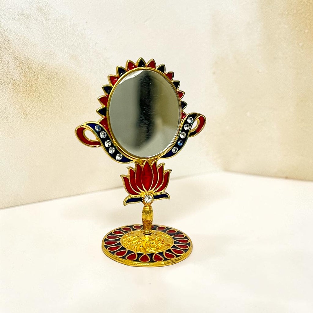 Royal Meenakari Lotus Brass Mirror SPC-620