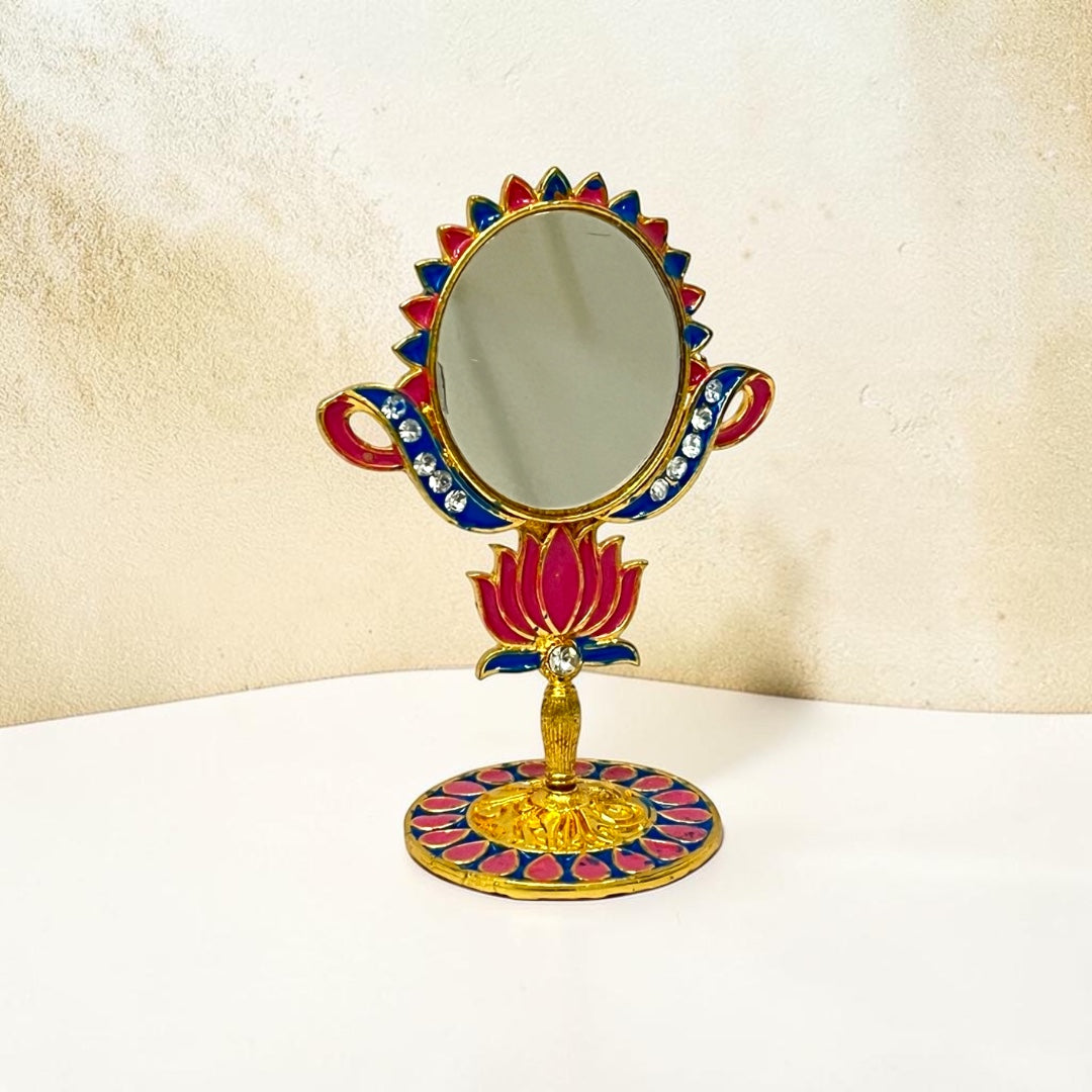 Royal Meenakari Lotus Brass Mirror SPC-620