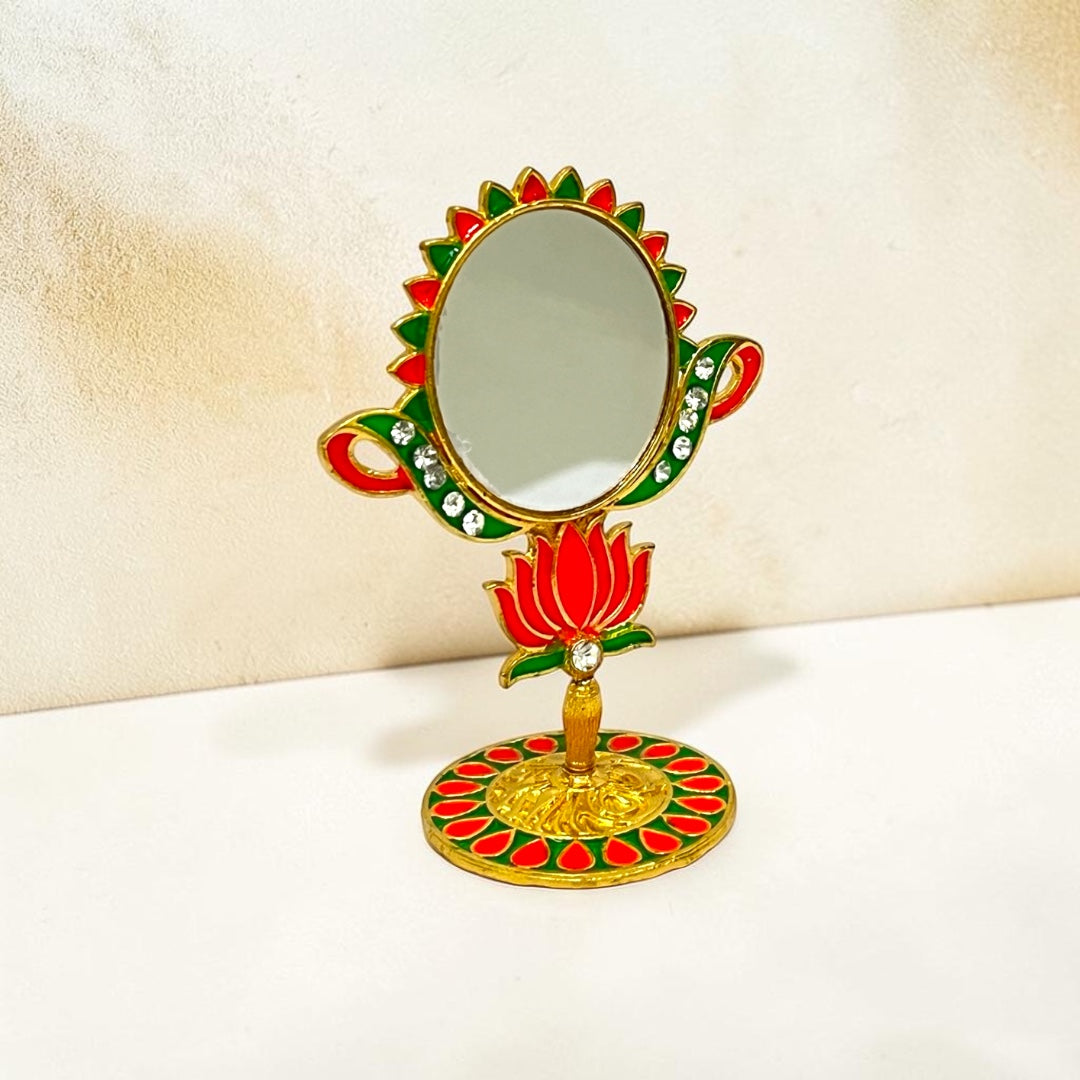 Royal Meenakari Lotus Brass Mirror SPC-620