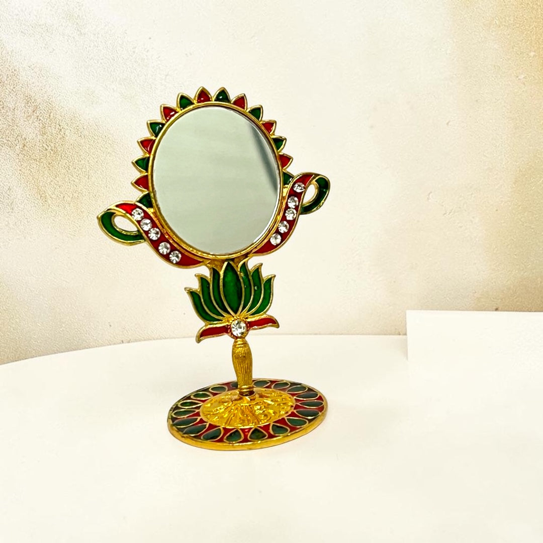 Royal Meenakari Lotus Brass Mirror SPC-620