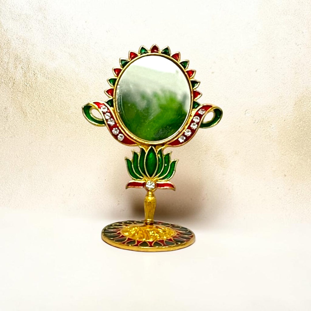 Royal Meenakari Lotus Brass Mirror SPC-620