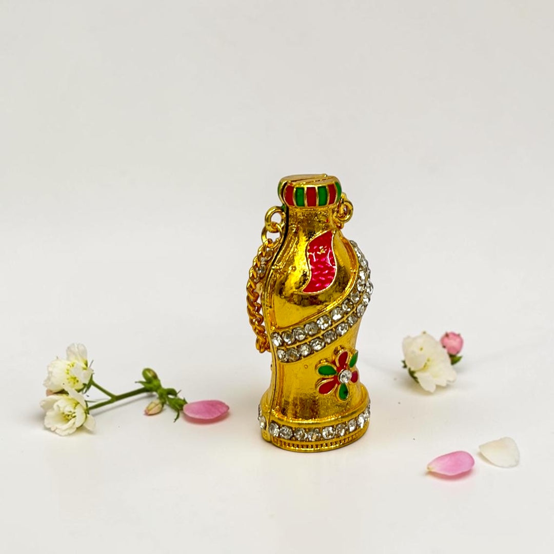 Shri Poshak Exclusive SP-601 Premium Golden Multi-Color Meenakari Bottle with Chain (2.5")