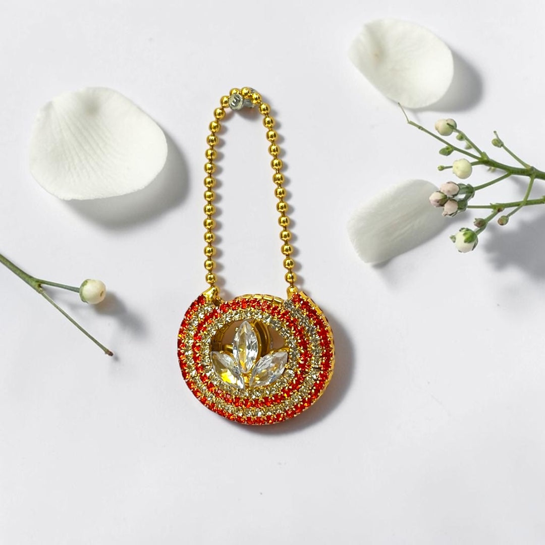 Royal Lotus-Center Zerkin Studded Handbag (SPC-610) – Premium Handcrafted Shringar Accessory for All Divine Goddess Idols