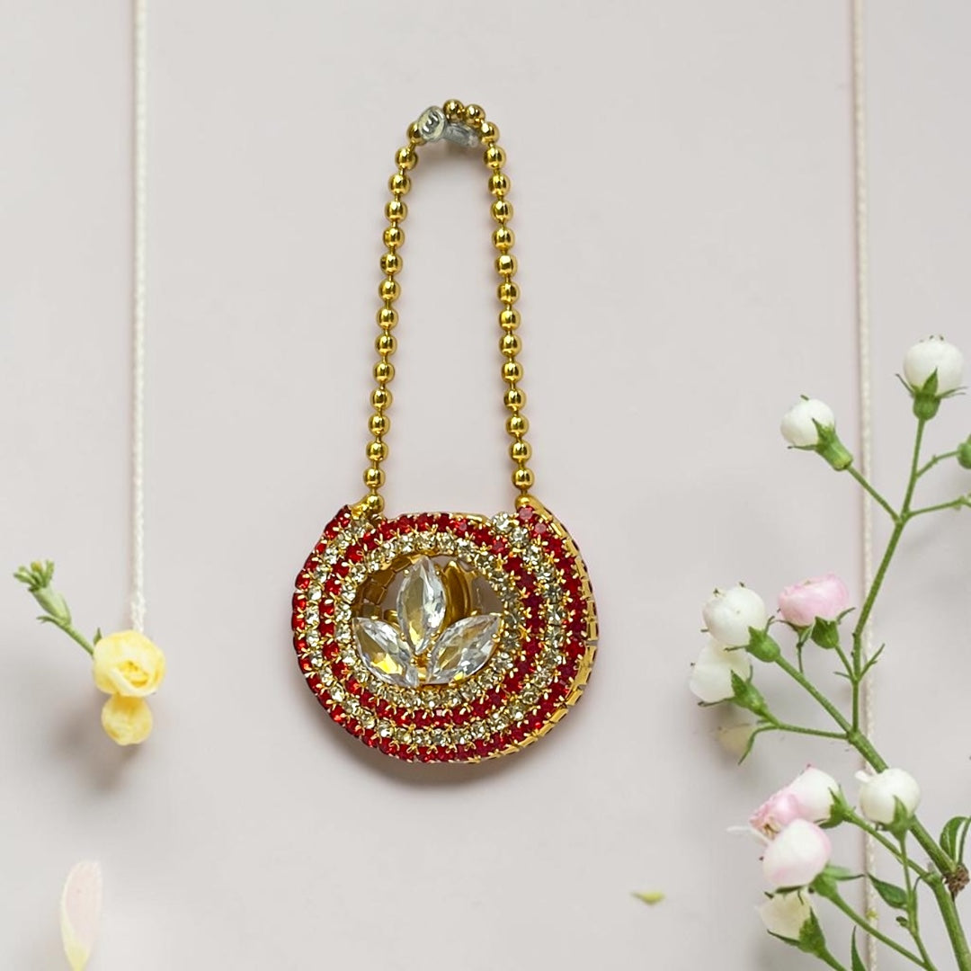 Royal Lotus-Center Zerkin Studded Handbag (SPC-610) – Premium Handcrafted Shringar Accessory for All Divine Goddess Idols