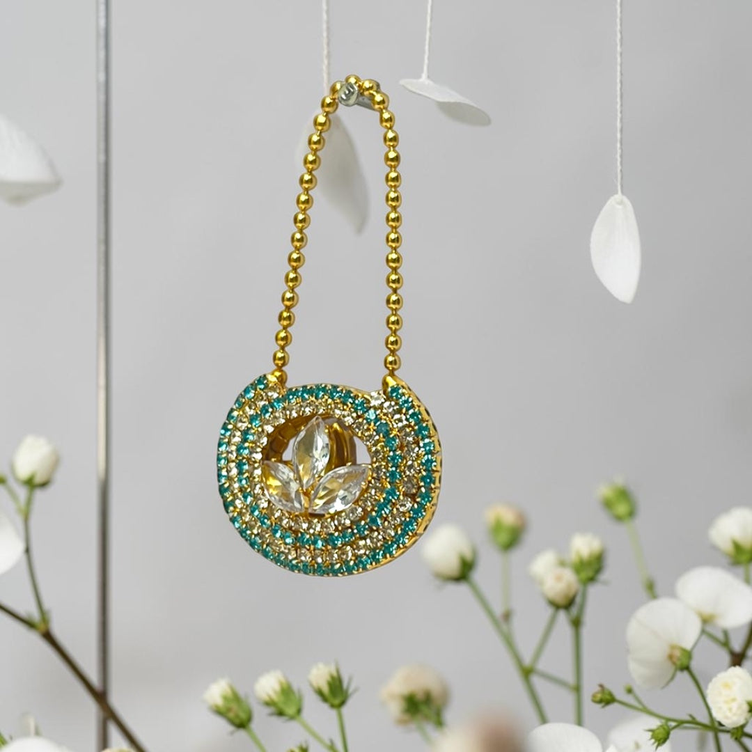 Royal Lotus-Center Zerkin Studded Handbag (SPC-610) – Premium Handcrafted Shringar Accessory for All Divine Goddess Idols
