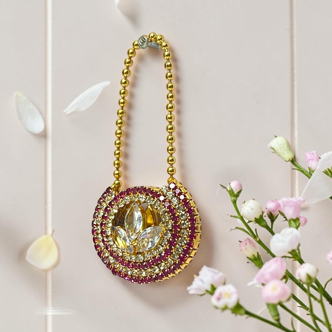 Royal Lotus-Center Zerkin Studded Handbag (SPC-610) – Premium Handcrafted Shringar Accessory for All Divine Goddess Idols