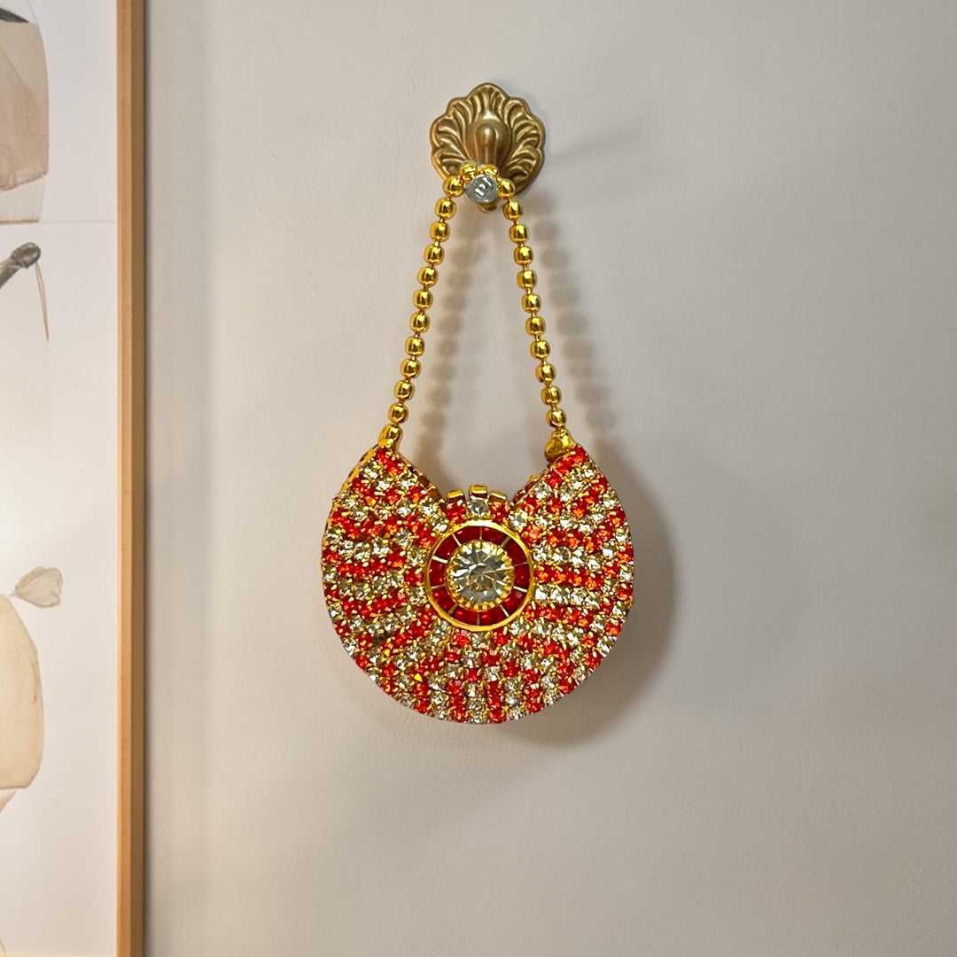 Royal Handcrafted Zerkin Studded Purse (SPC-602) – Premium Shringar Accessory for Divine Goddess Idols