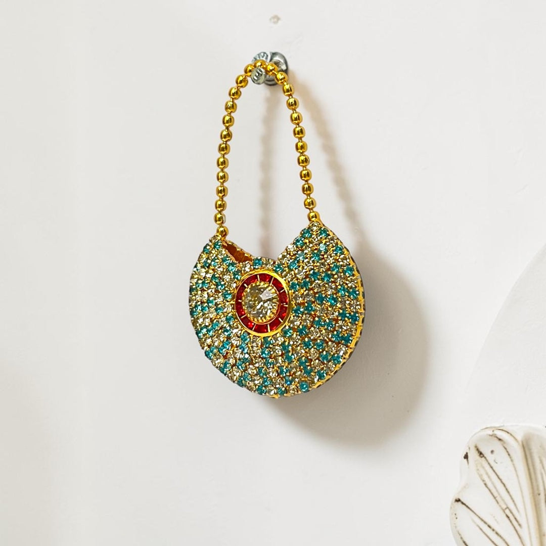 Royal Handcrafted Zerkin Studded Purse (SPC-602) – Premium Shringar Accessory for Divine Goddess Idols