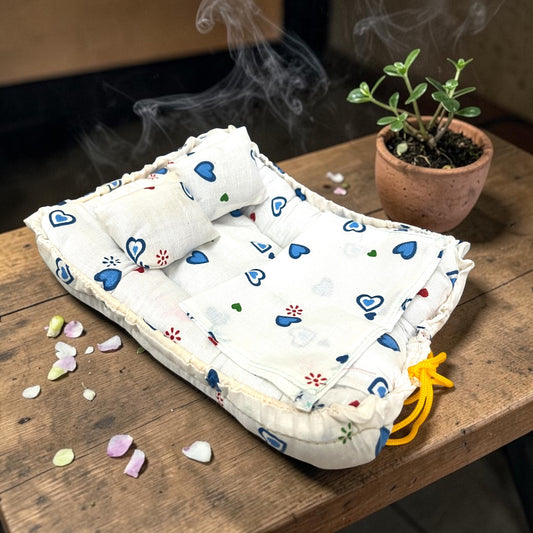 Luxury  White Laddu Gopal Ji Bedding & Pillow Set