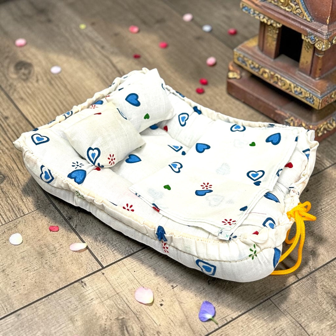Luxury  White Laddu Gopal Ji Bedding & Pillow Set