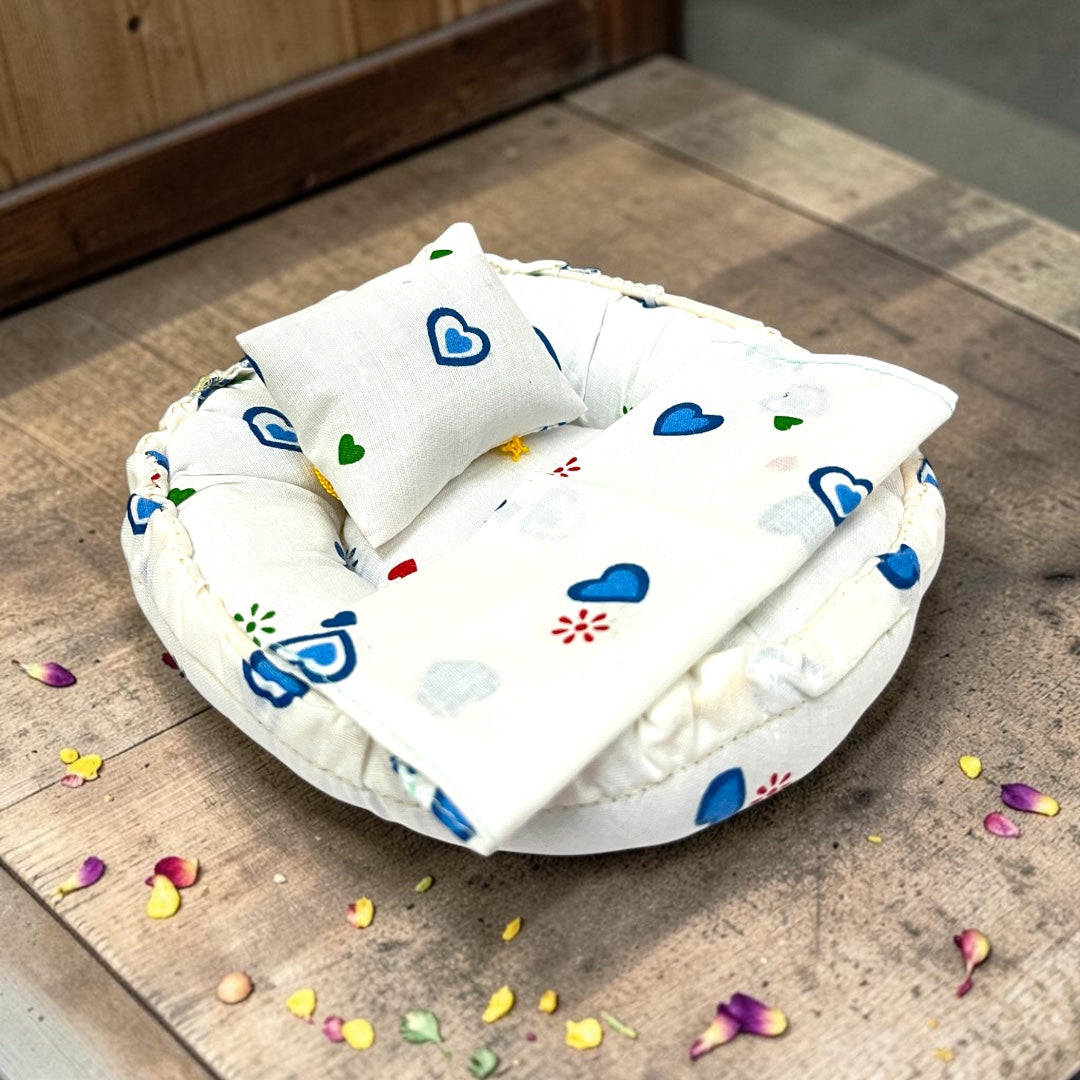 Luxury  White Laddu Gopal Ji Bedding & Pillow Set