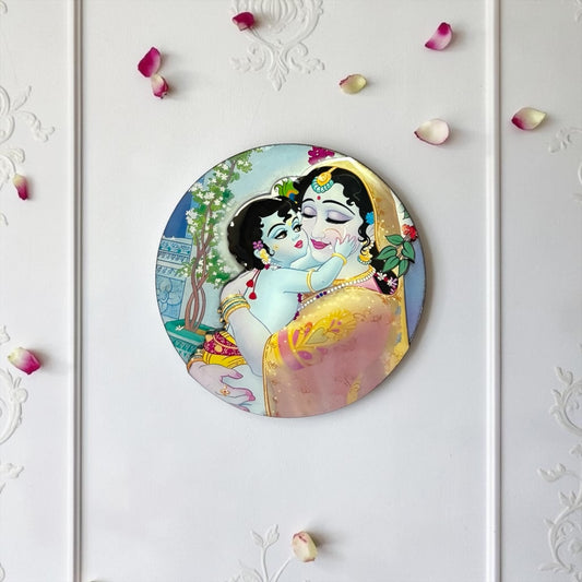 Yashoda Maa & Baal Gopal Acrylic 3D Magnet (8cm) Mother-Love Krishna Divine