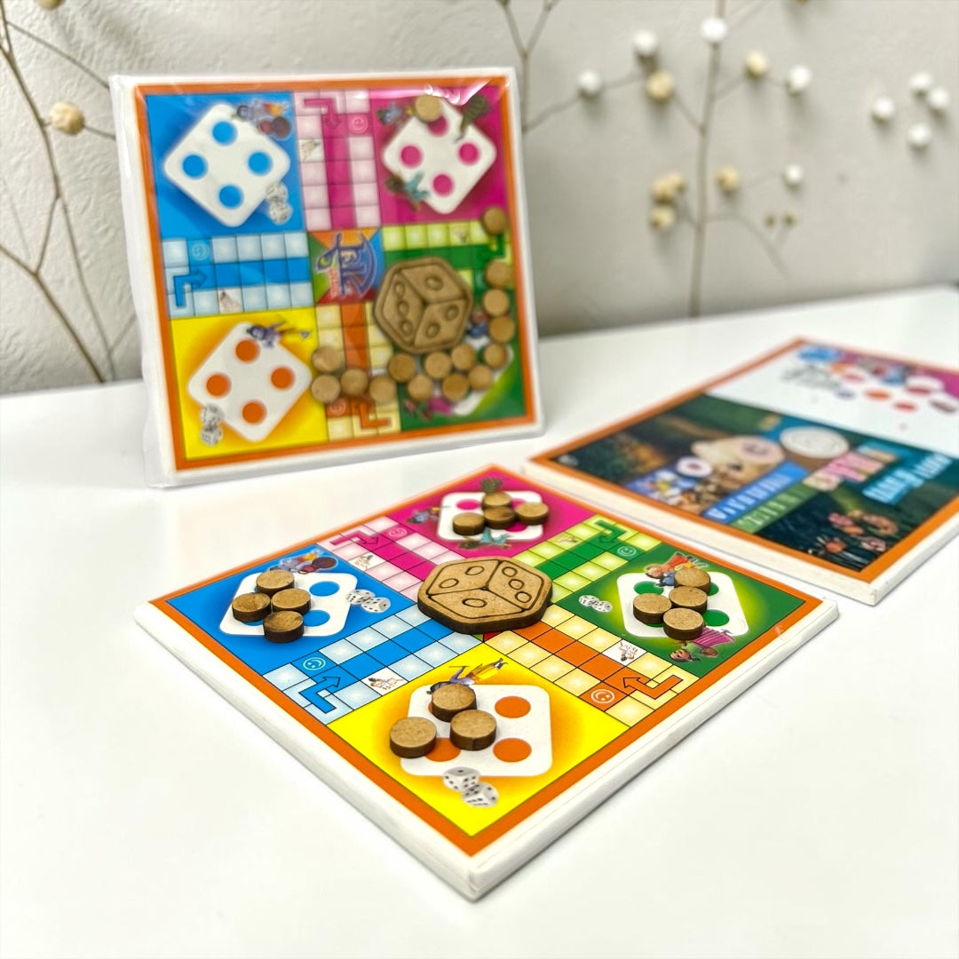 Premium Laddu Gopal Ji Ludo Board Game 2*2Inches | Miniature Wooden Ludo Toy Set for Bal Gopal & Kanha Ji - Shri Poshak