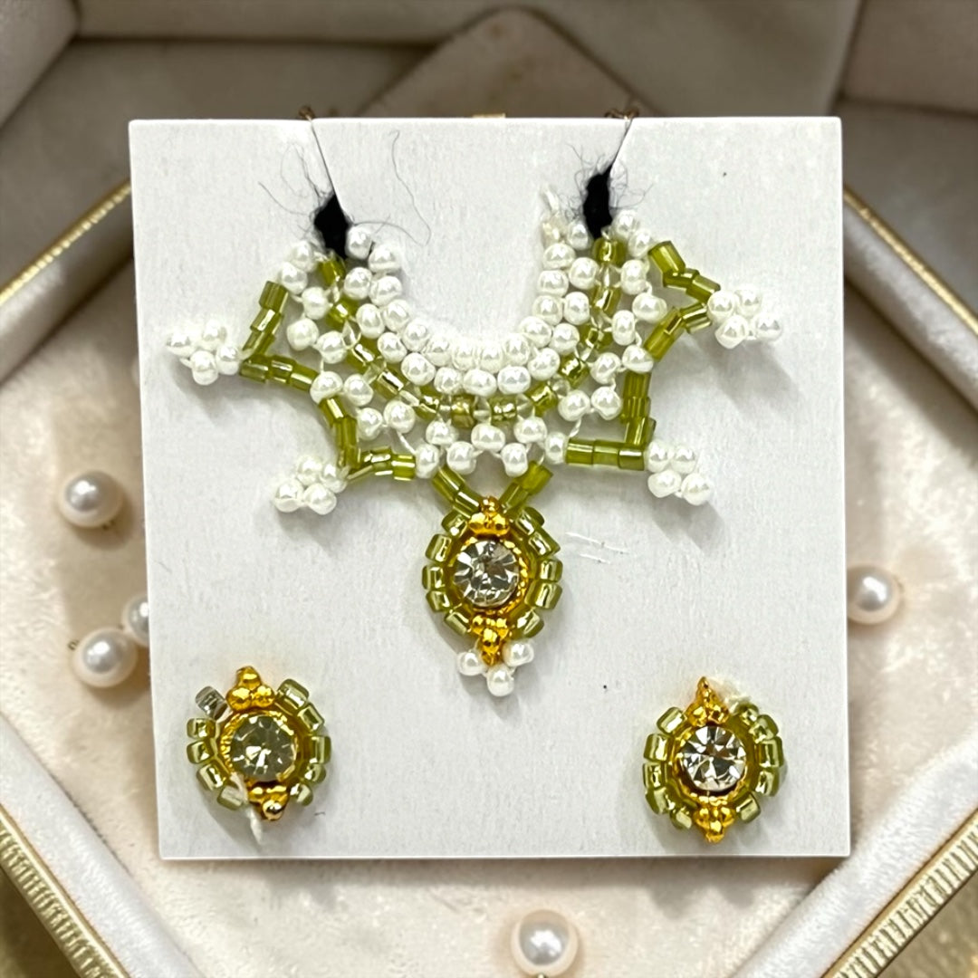 Premium Laddu Gopal Ji Kundal Maala Set SPC-626 | Tiny Pearl Shringar Necklace & Earrings for Kanha Ji Size 0, 1