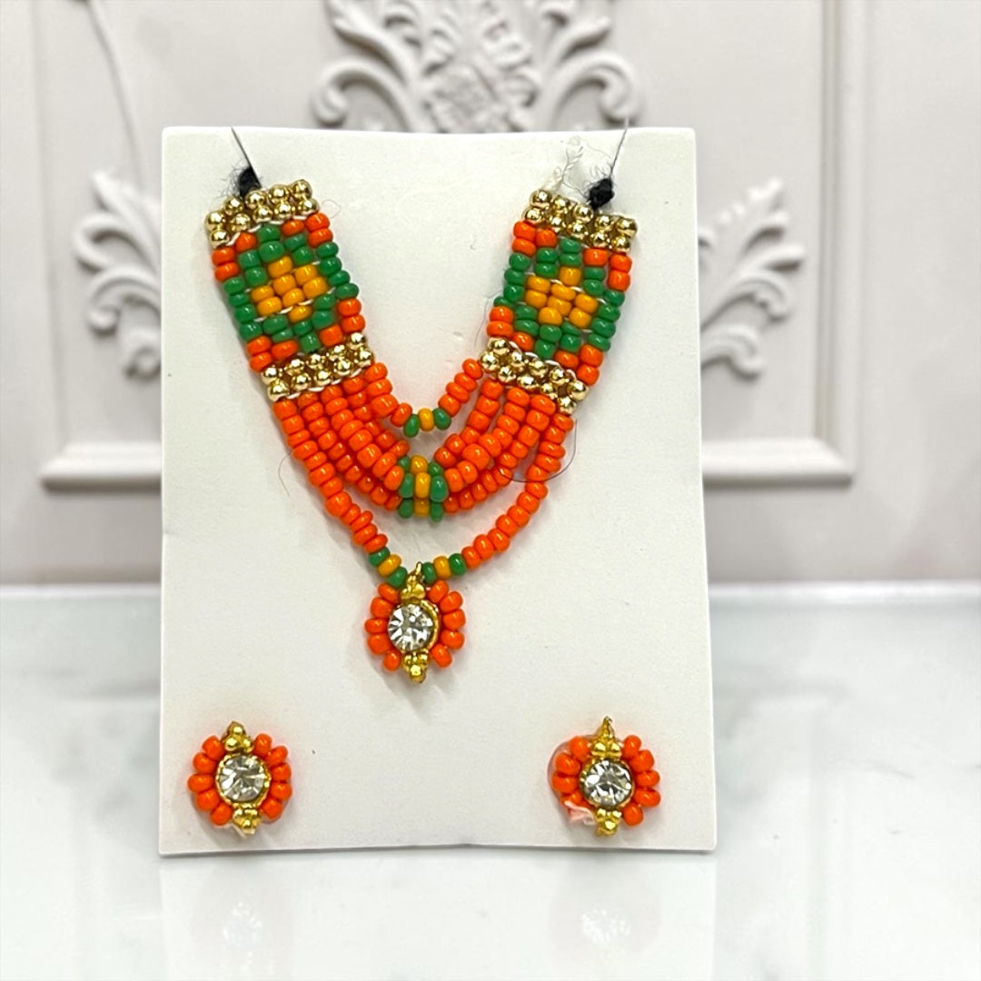 Premium Pearl & Stone Studded Laddu Gopal Ji Kundal Maala Heavy Shringar Set SPC-625