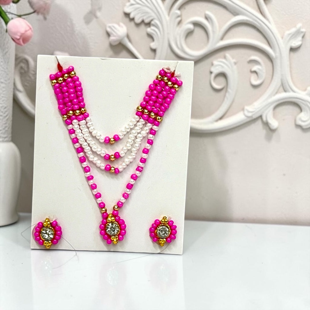 Premium Pearl & Stone Studded Laddu Gopal Ji Kundal Maala Heavy Shringar Set SPC-625