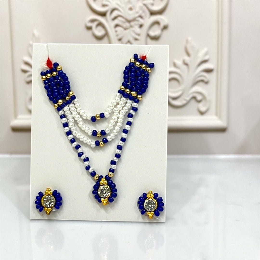 Premium Pearl & Stone Studded Laddu Gopal Ji Kundal Maala Heavy Shringar Set SPC-625