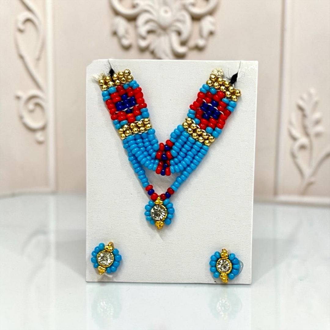 Premium Pearl & Stone Studded Laddu Gopal Ji Kundal Maala Heavy Shringar Set SPC-625