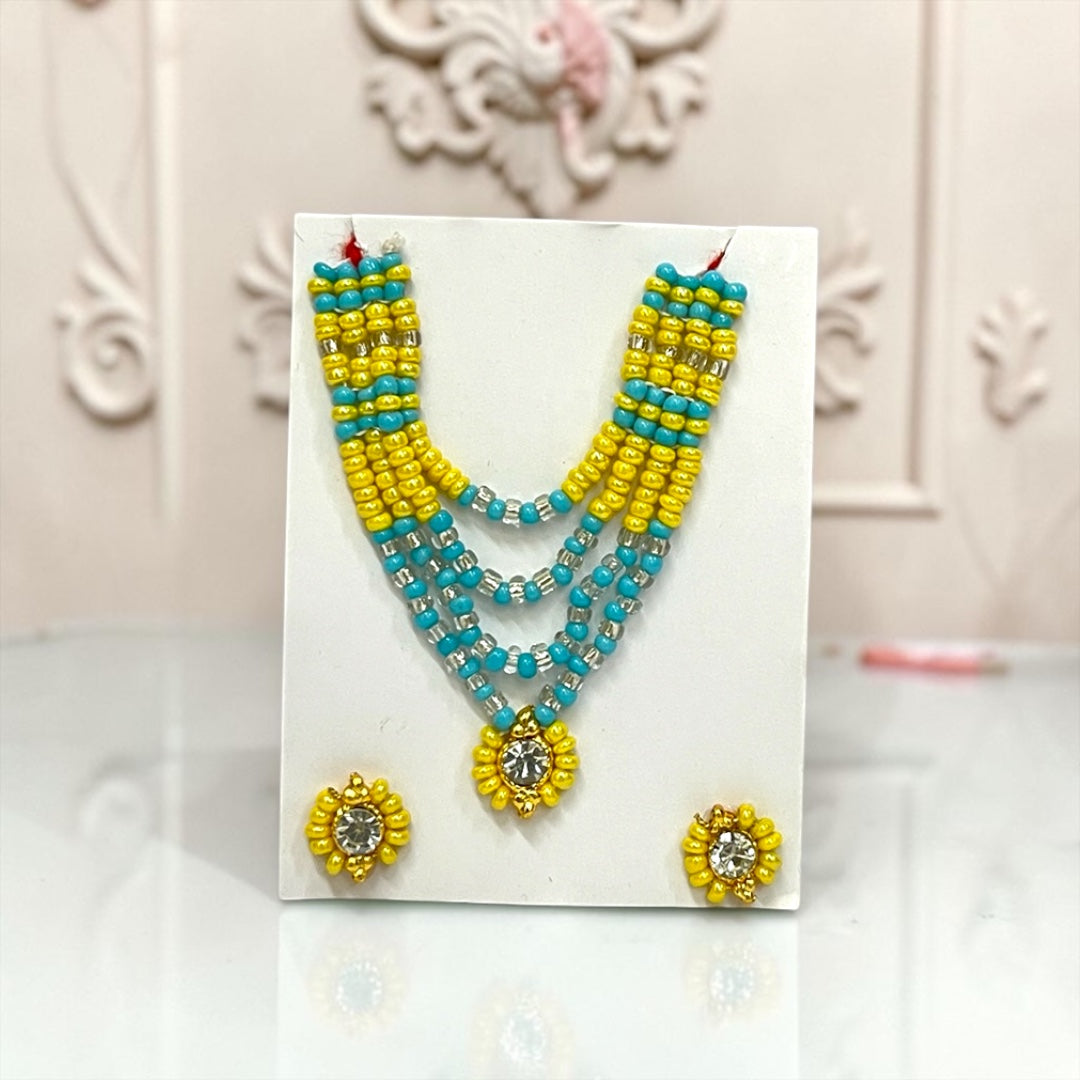 Premium Pearl & Stone Studded Laddu Gopal Ji Kundal Maala Heavy Shringar Set SPC-625