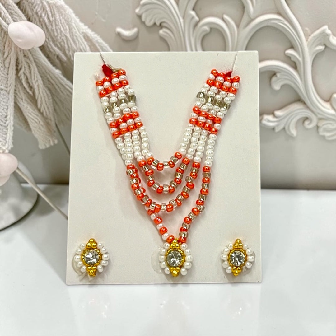 Premium Pearl & Stone Studded Laddu Gopal Ji Kundal Maala Heavy Shringar Set SPC-625