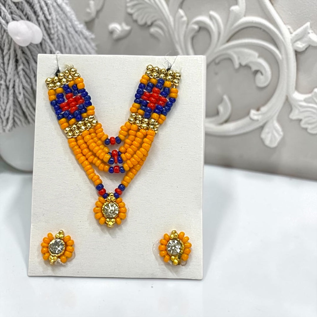 Premium Pearl & Stone Studded Laddu Gopal Ji Kundal Maala Heavy Shringar Set SPC-625