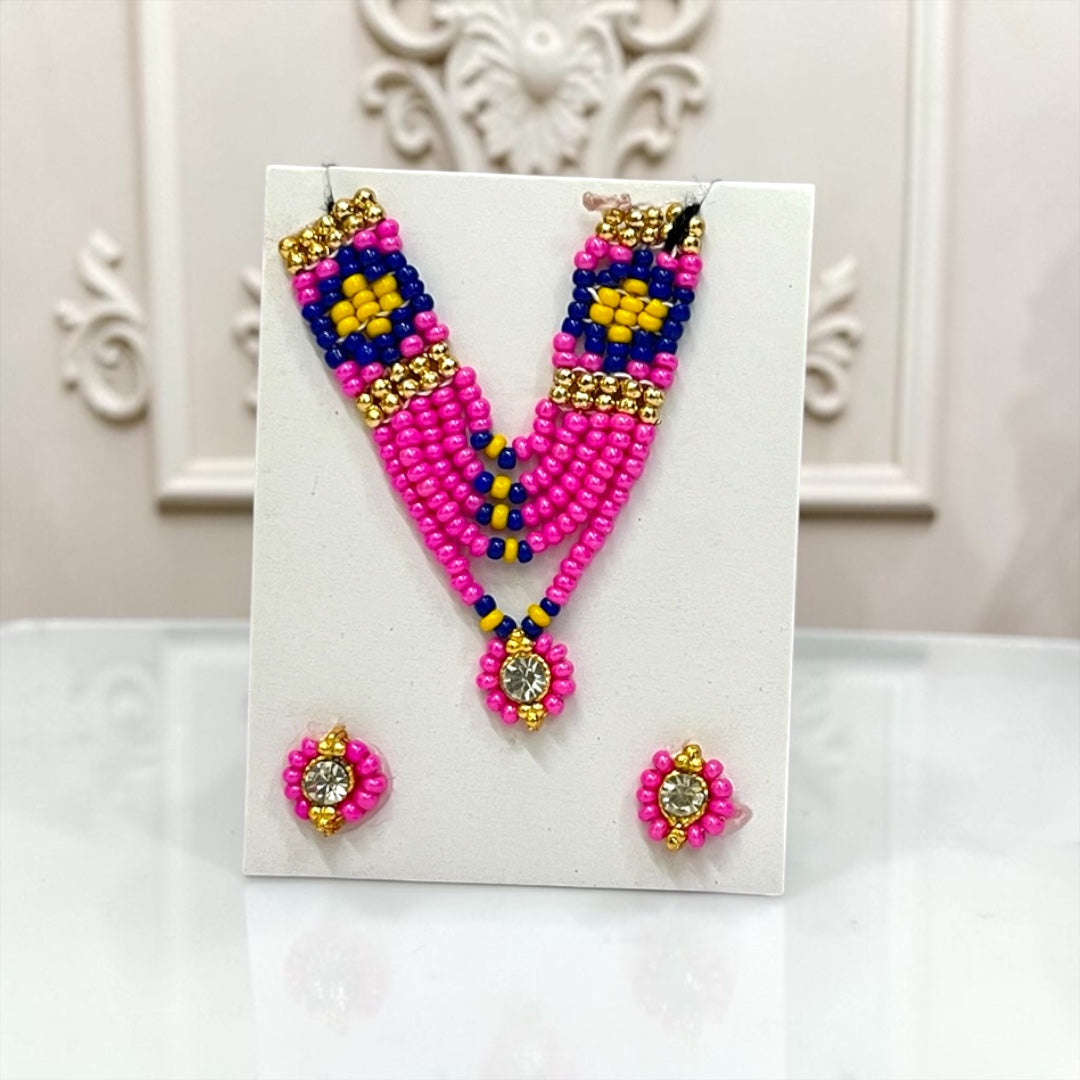 Premium Pearl & Stone Studded Laddu Gopal Ji Kundal Maala Heavy Shringar Set SPC-625