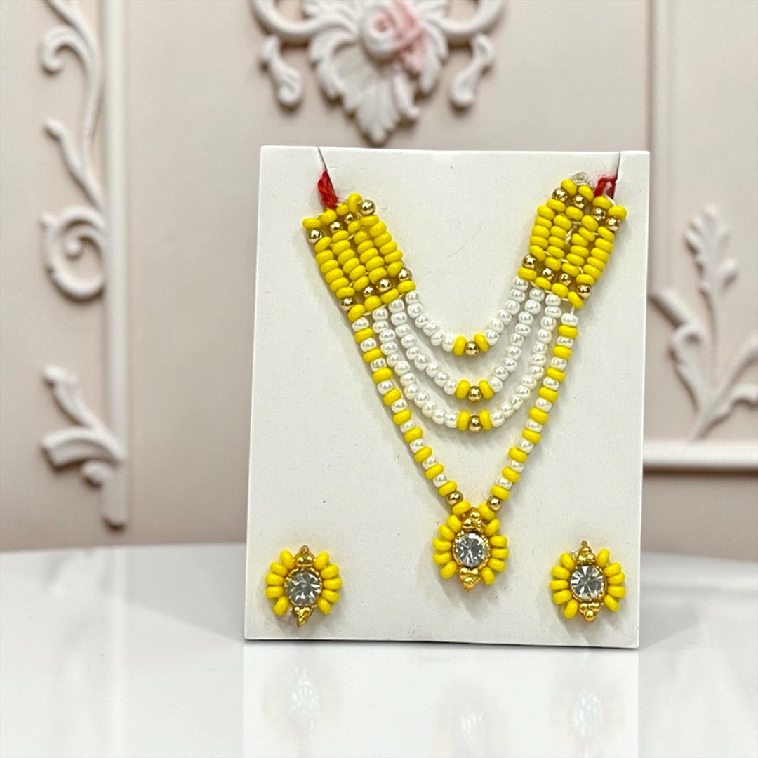 Premium Pearl & Stone Studded Laddu Gopal Ji Kundal Maala Heavy Shringar Set SPC-625