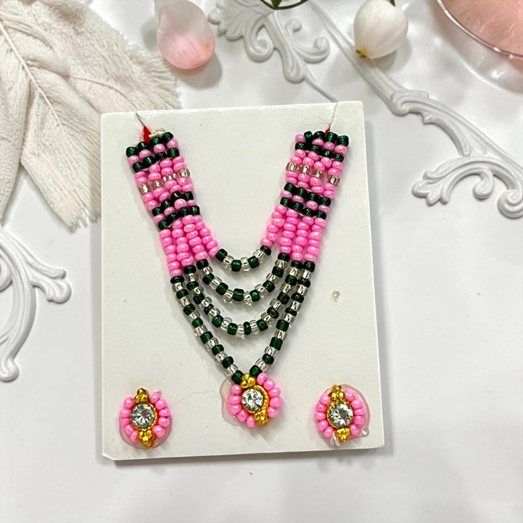 Premium Pearl & Stone Studded Laddu Gopal Ji Kundal Maala Heavy Shringar Set SPC-625