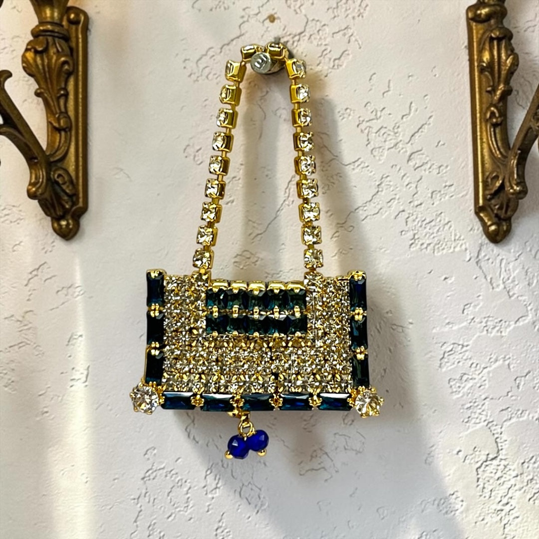Royal Rectangular Designer Zerkin Studded Tote Purse (SPC-605) – Luxury Handcrafted Shringar Accessory with Crystal Bead Drops for All Divine Goddess Idols