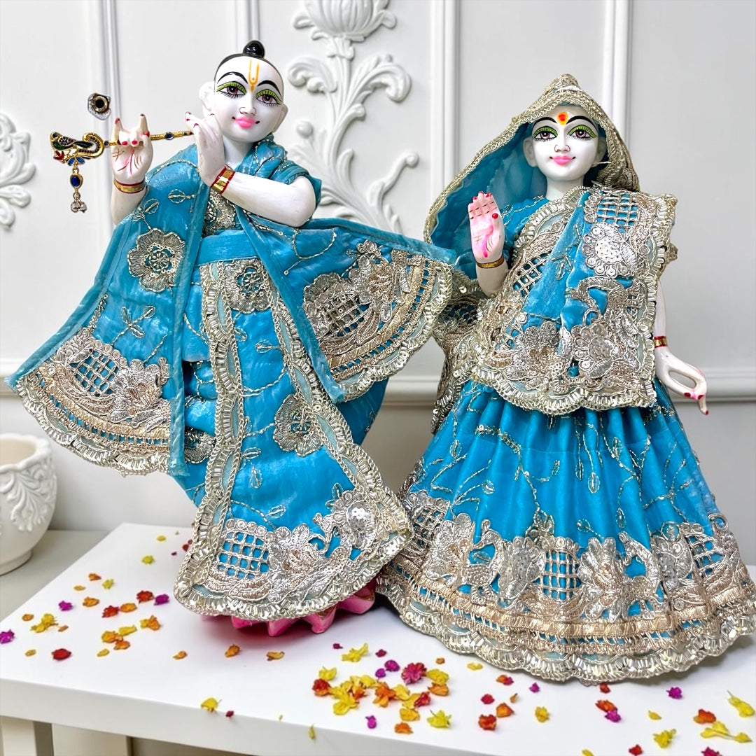 Divine Elegance Radha Krishna Designer Dress Set SP-I24 | Premium Silk & Zardozi Work