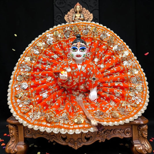 Premium Mirror Work With Pearl Lace Laddu Gopal Ji Heavy Designer Poshak SP-I14