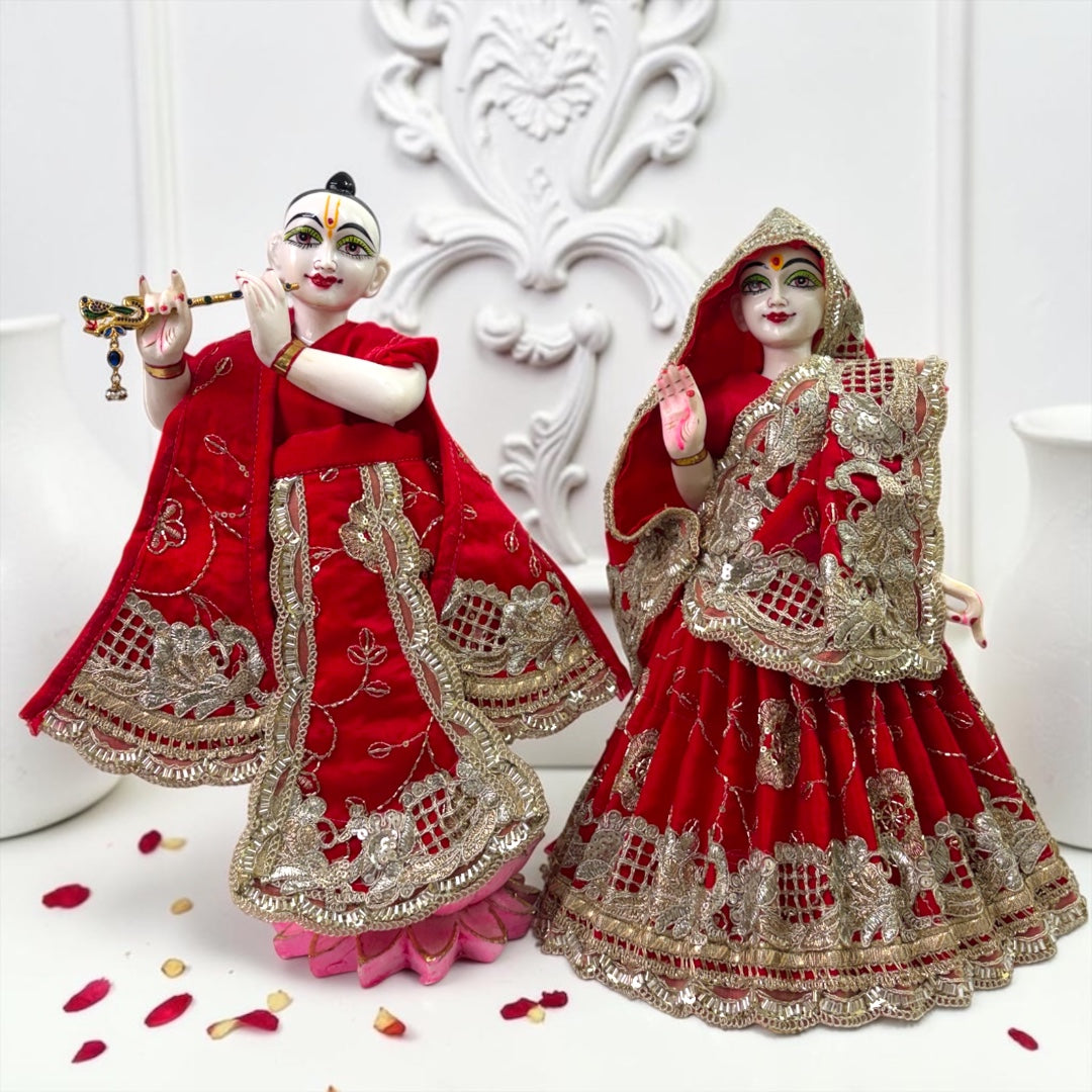 Divine Elegance Radha Krishna Designer Dress Set SP-I24 | Premium Silk & Zardozi Work