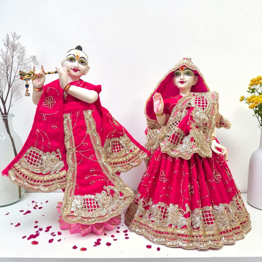 Divine Elegance Radha Krishna Designer Dress Set SP-I24 | Premium Silk & Zardozi Work