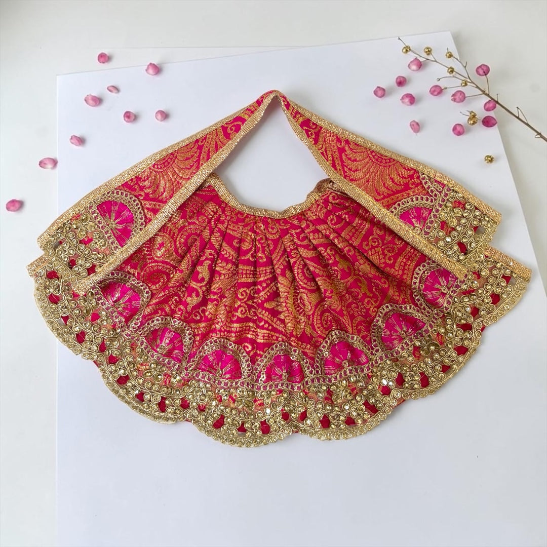 Heavy Royal Gold-Zari Cutwork Lehenga Patka Poshak for Mata Rani SP-I37