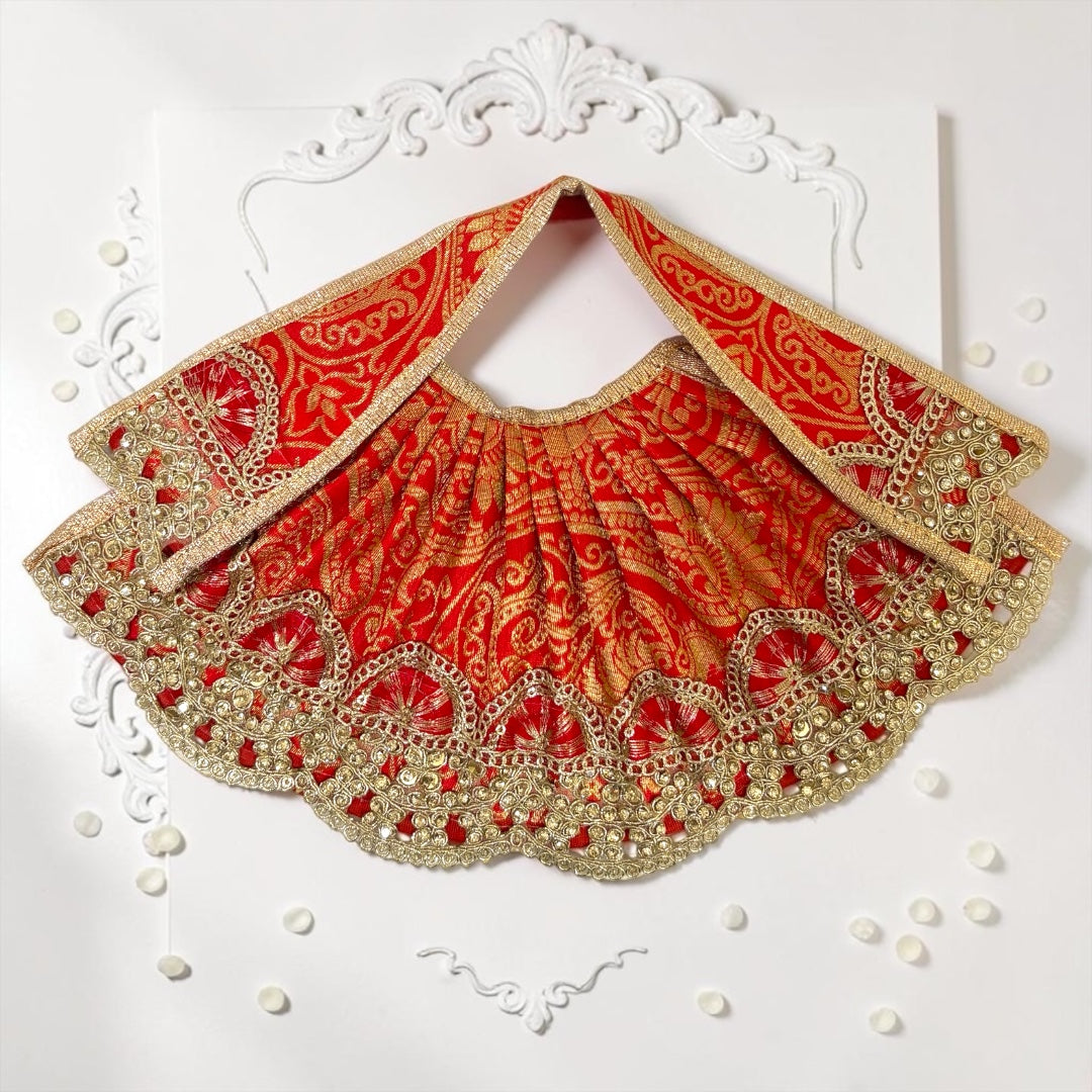 Heavy Royal Gold-Zari Cutwork Lehenga Patka Poshak for Mata Rani SP-I37