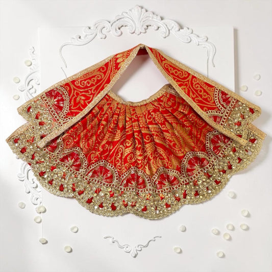 Heavy Royal Gold-Zari Cutwork Lehenga Patka Poshak for Mata Rani SP-I37