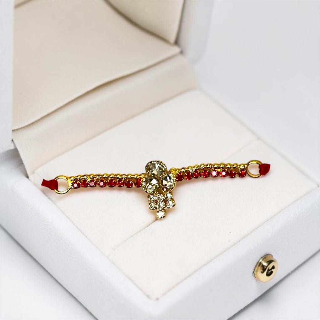 Shri Poshak Royal Ruby-Red & Crystal Center Pendant Laddu Gopal Kamarbandh (2.2 Inch) – SPC-715