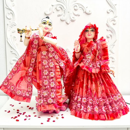 Premium Radha Krishna Dress Set SP-I25 with Luxury Box Packaging – Designer Scalloped Border Poshak for Jugal Sarkar (Includes Patka Styling Pin)