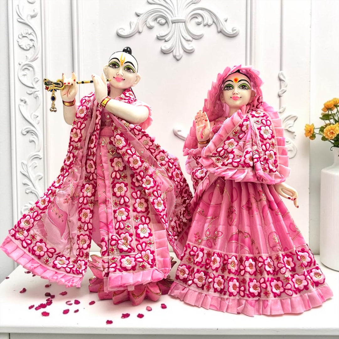 Premium Radha Krishna Dress Set SP-I25 with Luxury Box Packaging – Designer Scalloped Border Poshak for Jugal Sarkar (Includes Patka Styling Pin)