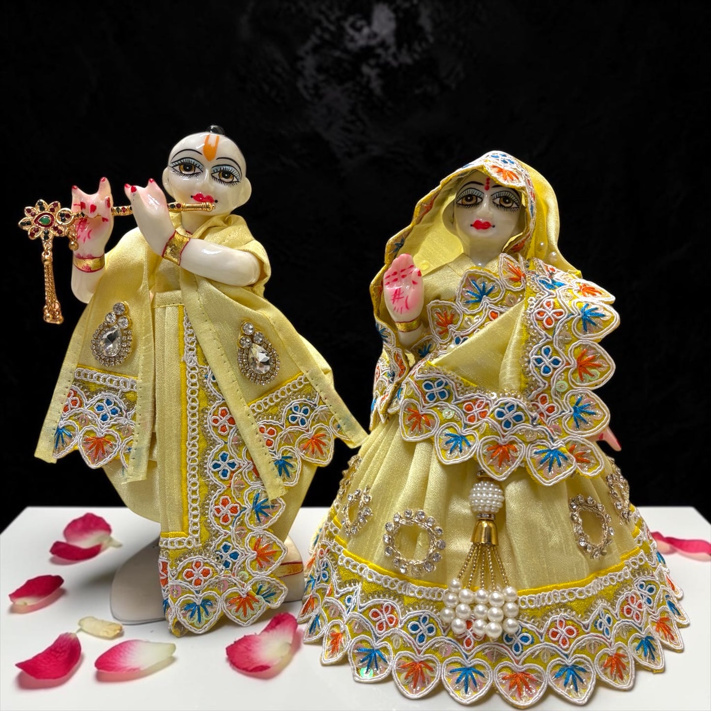Premium Radha Krishna Dress Set SP-I39 – Heavy Scalloped Embroidery Poshak for Jugal Sarkar