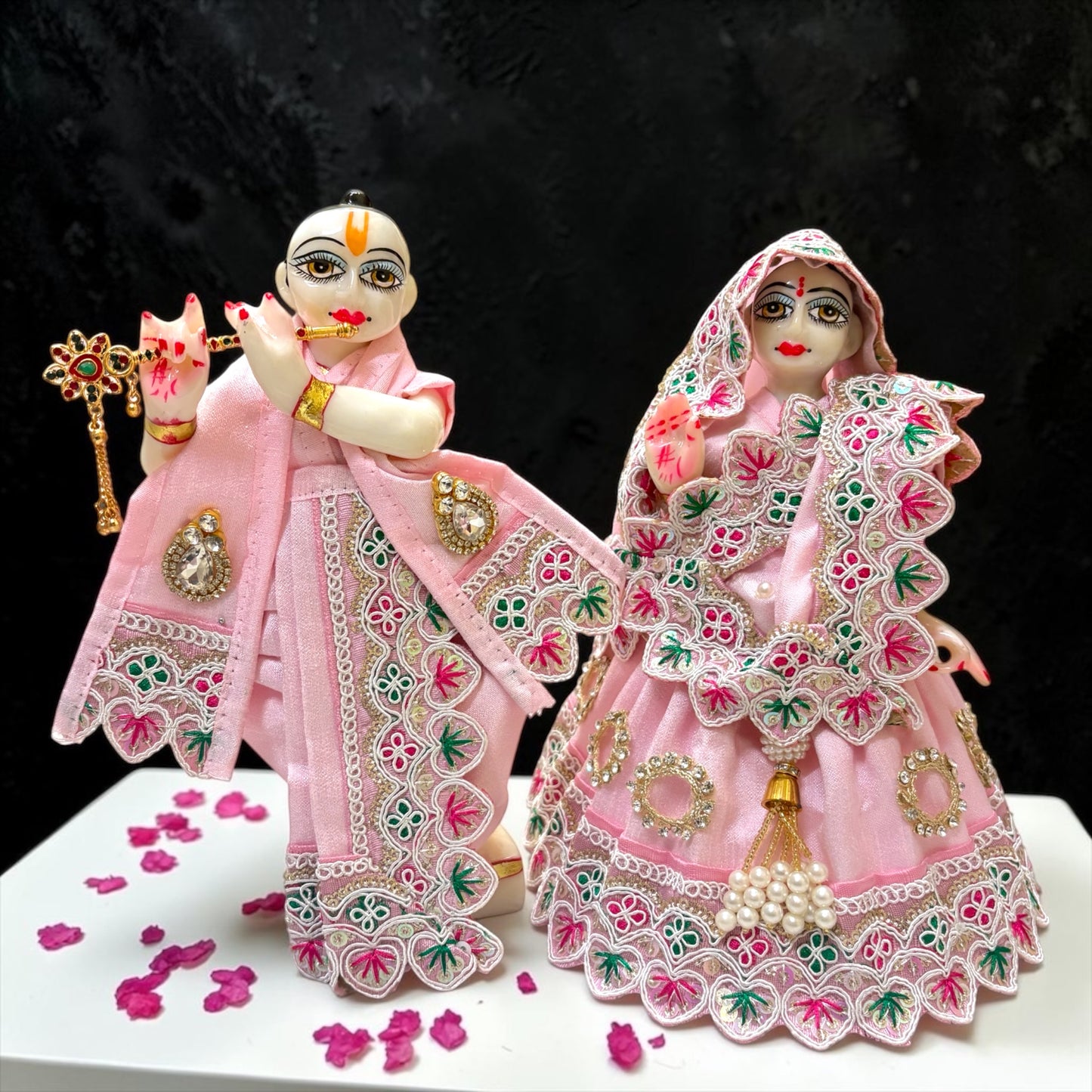 Premium Radha Krishna Dress Set SP-I39 – Heavy Scalloped Embroidery Poshak for Jugal Sarkar