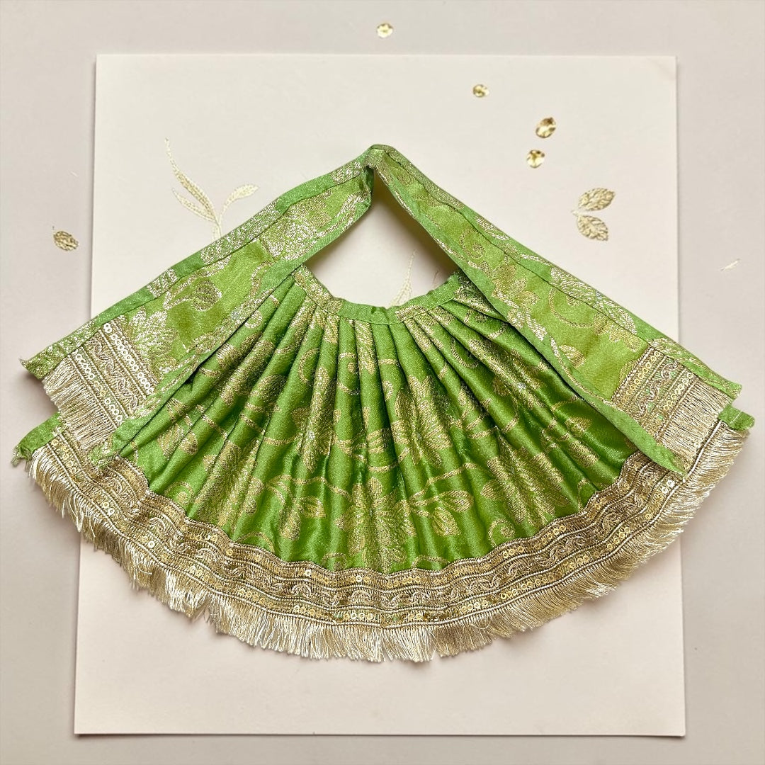 Shri Poshak Premium Brocade Lehnga Patka (SP-133) – Heavy Gota Border Deity Poshak