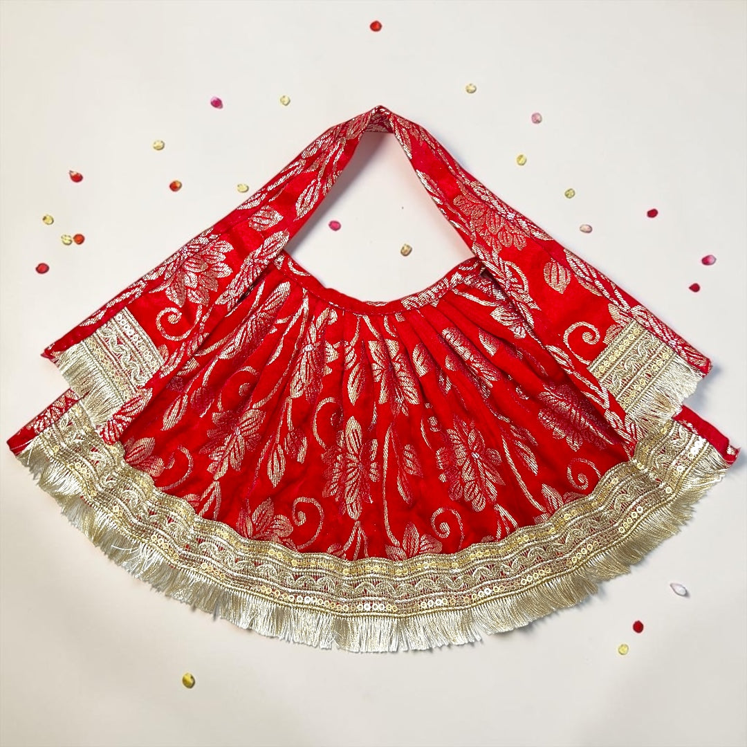Shri Poshak Premium Brocade Lehnga Patka (SP-133) – Heavy Gota Border Deity Poshak