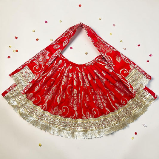 Shri Poshak Premium Brocade Lehnga Patka (SP-133) – Heavy Gota Border Deity Poshak