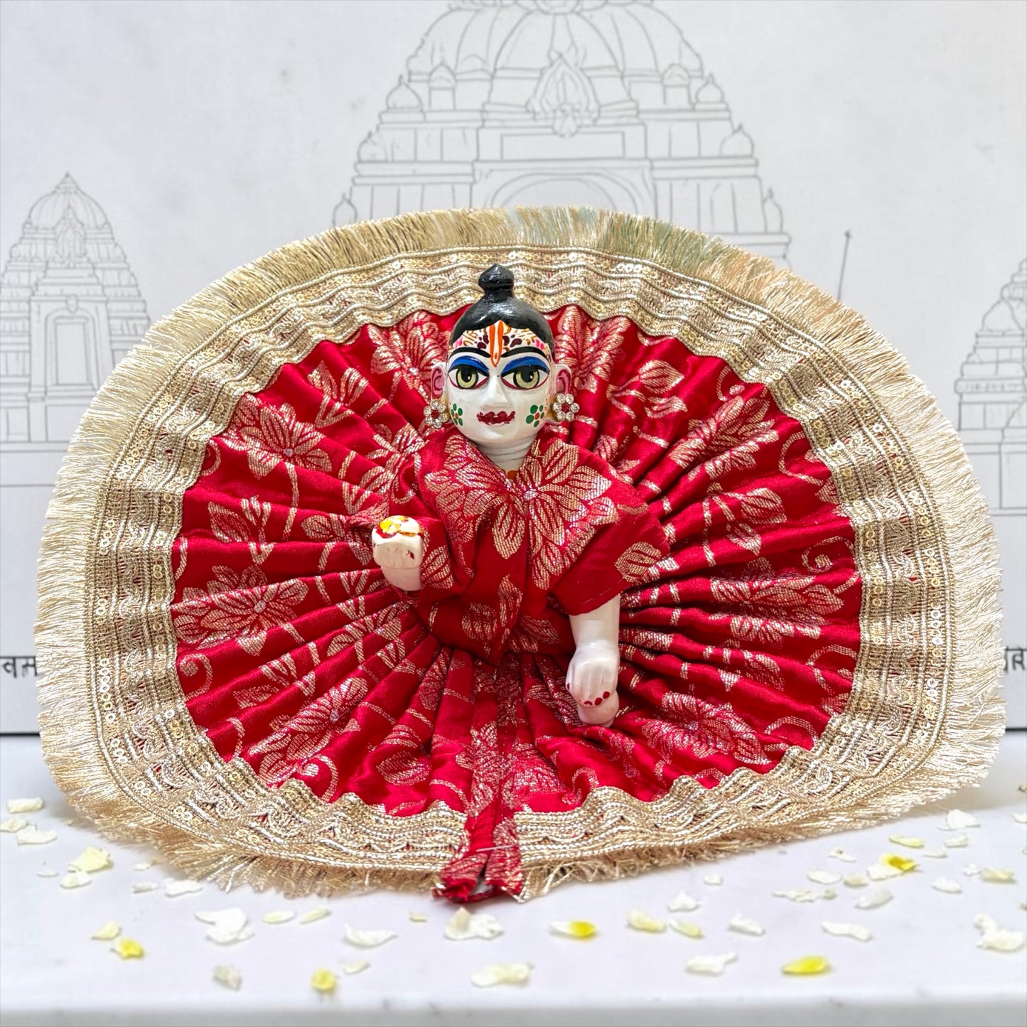 Laddu Gopal Ji Poshak with Golden Fringe Lace SP-I33