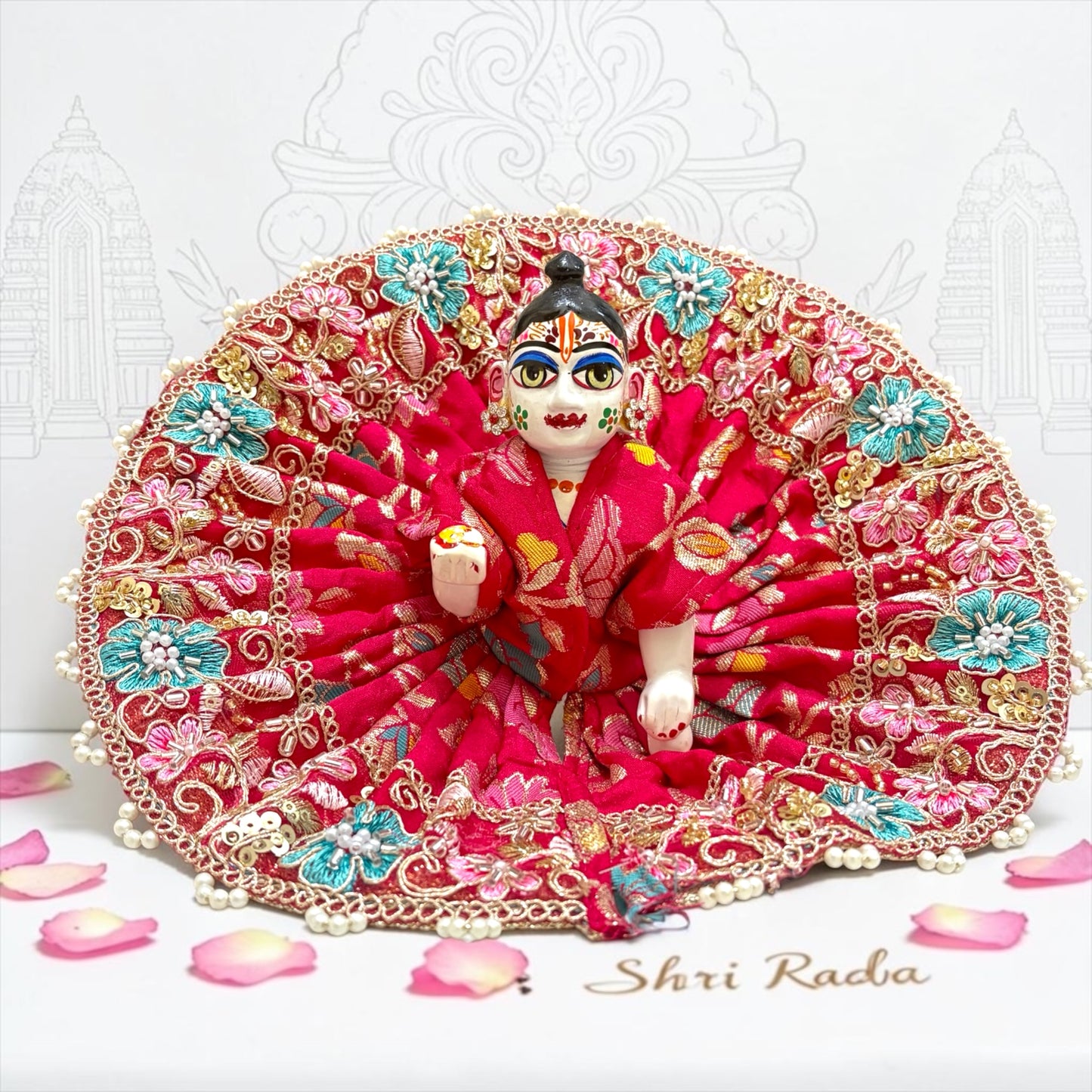 🌟 Janmashtami Exclusive: Laddu Gopal Ji in the Royal SP-I31 Heavy Floral Thread Work & Pearl-Bordered Poshak