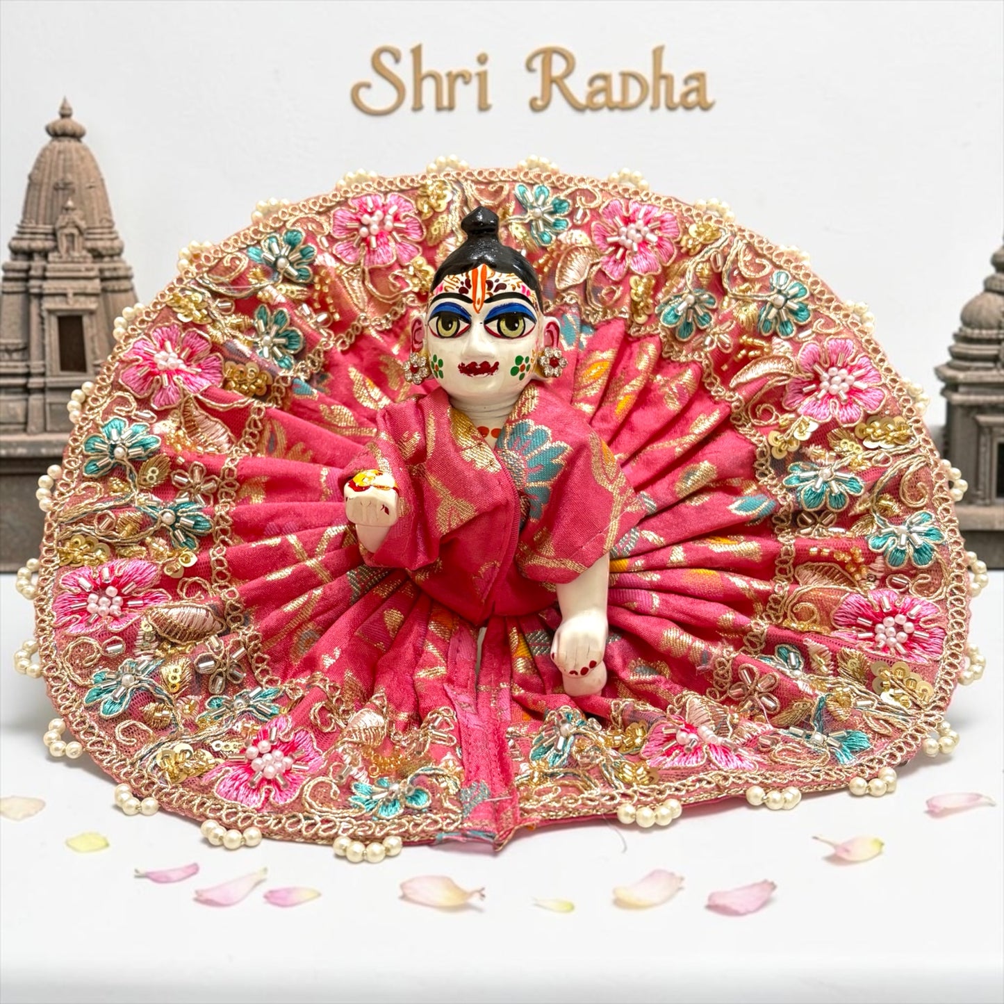 🌟 Janmashtami Exclusive: Laddu Gopal Ji in the Royal SP-I31 Heavy Floral Thread Work & Pearl-Bordered Poshak