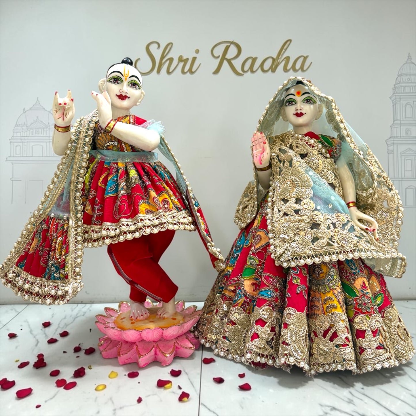 ✨ Bestseller Exclusive Radha Krishna Set SP-I54 | Luxury Designer Kali Lehenga for Radha Rani & Royal Pajama Shringar for Krishna Ji