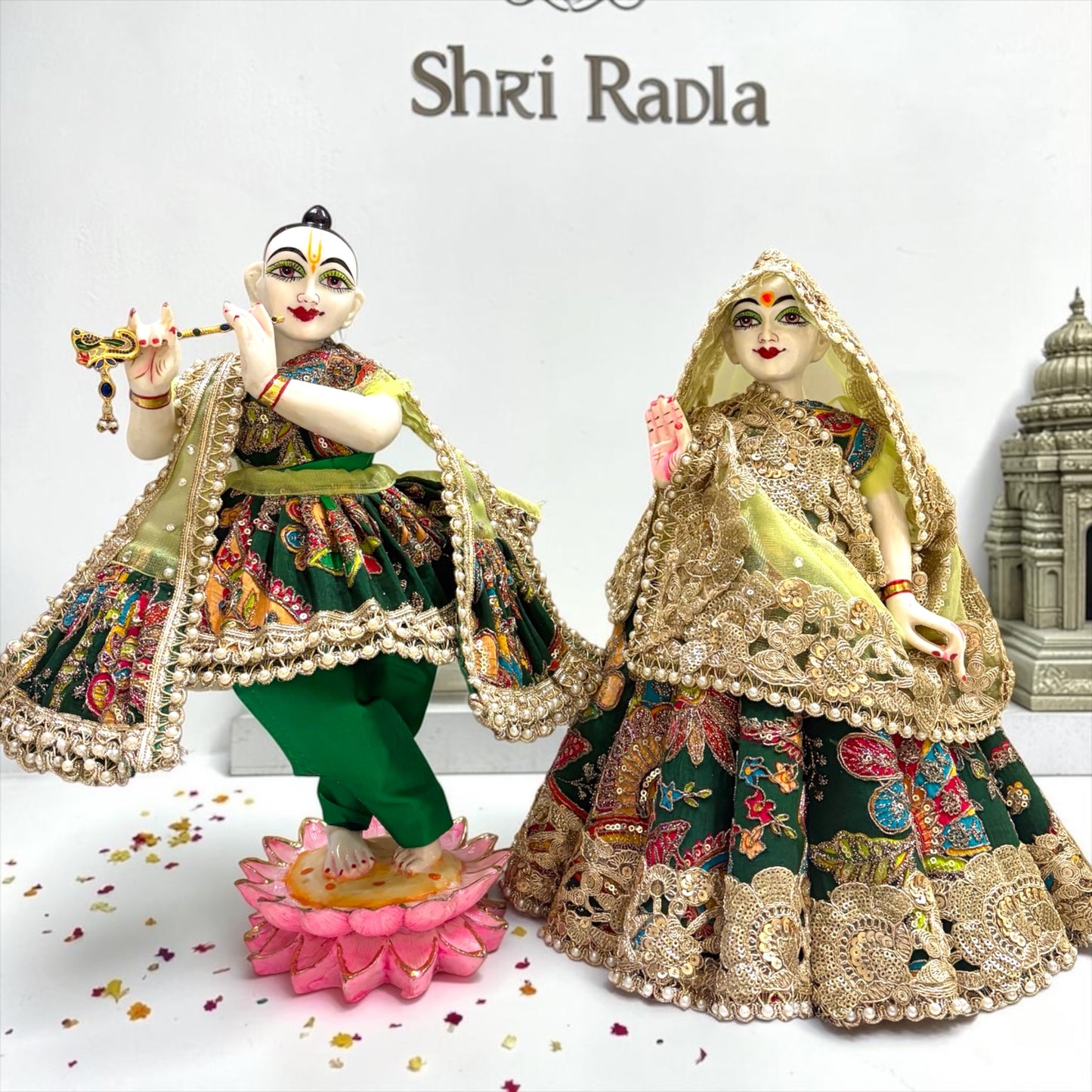 ✨ Bestseller Exclusive Radha Krishna Set SP-I54 | Luxury Designer Kali Lehenga for Radha Rani & Royal Pajama Shringar for Krishna Ji